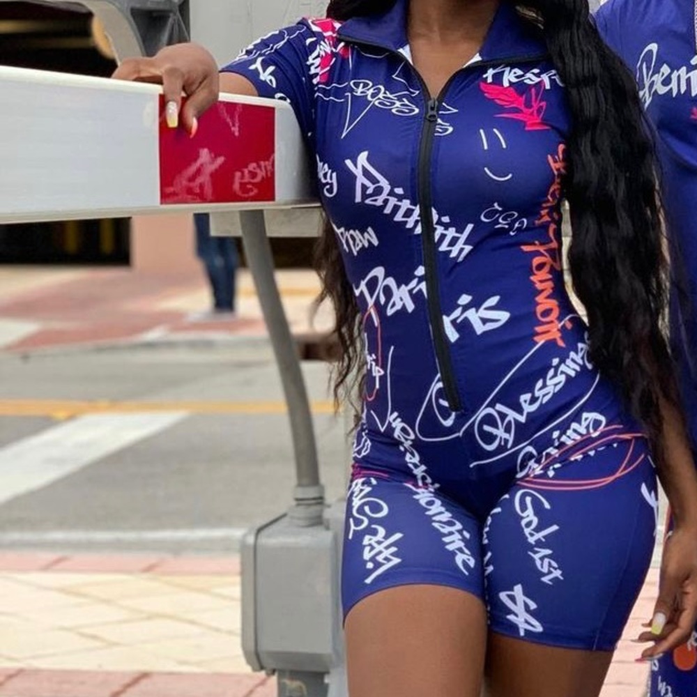 Navy blue with writings  jumpsuit